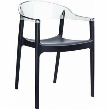 SIESTA CArmen Modern Dining Chair Black Seat - Transparent Clear Back, 4PK ISP059-BLA-TCL